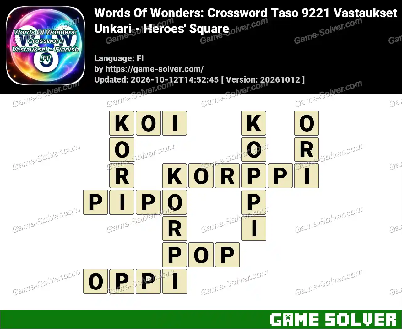 Words Of Wonders: Crossword Taso 9221 Vastaukset – Unkari – Heroes’ Square